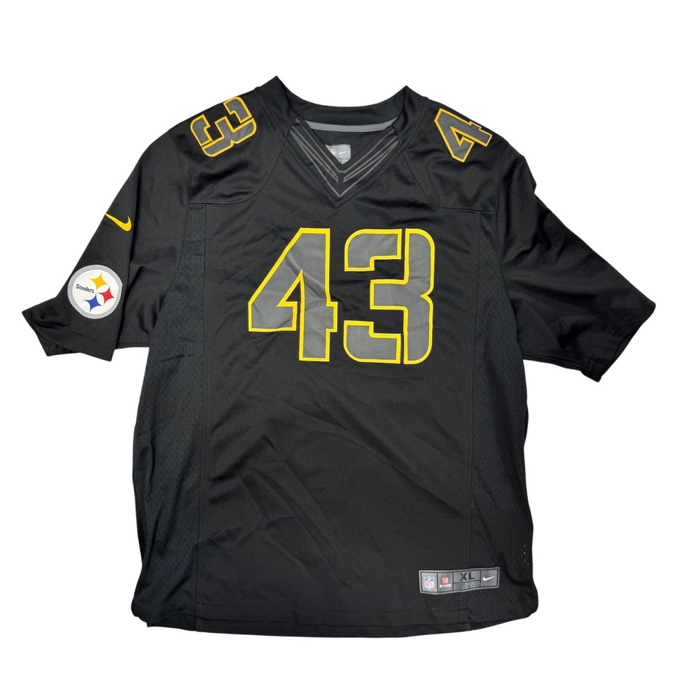 Nike NFL Pittsburgh Steelers Troy Polamalu 43 Stitched Jersey Mens XL Black